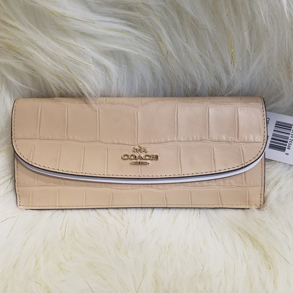 AUTHENTIC COACH SOFT WALLET IN CROC EMBOSSED LEATHER